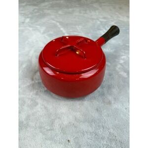 Dansk Designs France IHQ Kobenstyle Red Enamel Fondue Pot Saucepan Teak Handle